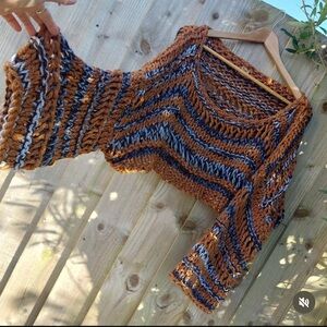 Hand knit Chunky cropped Striped Sweater